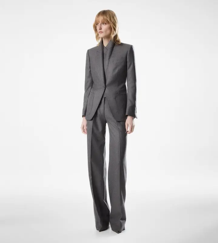 TAILORED DOUBLE PLEAT WIDE LEG PANTS GREY online